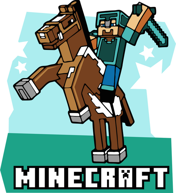 Minecraft Steve lovas póló